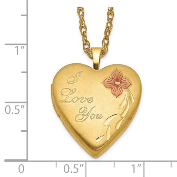 14K Gold Filled "I Love You" Heart Locket Necklace – Elegant & Sentimental - Picture 4 of 5